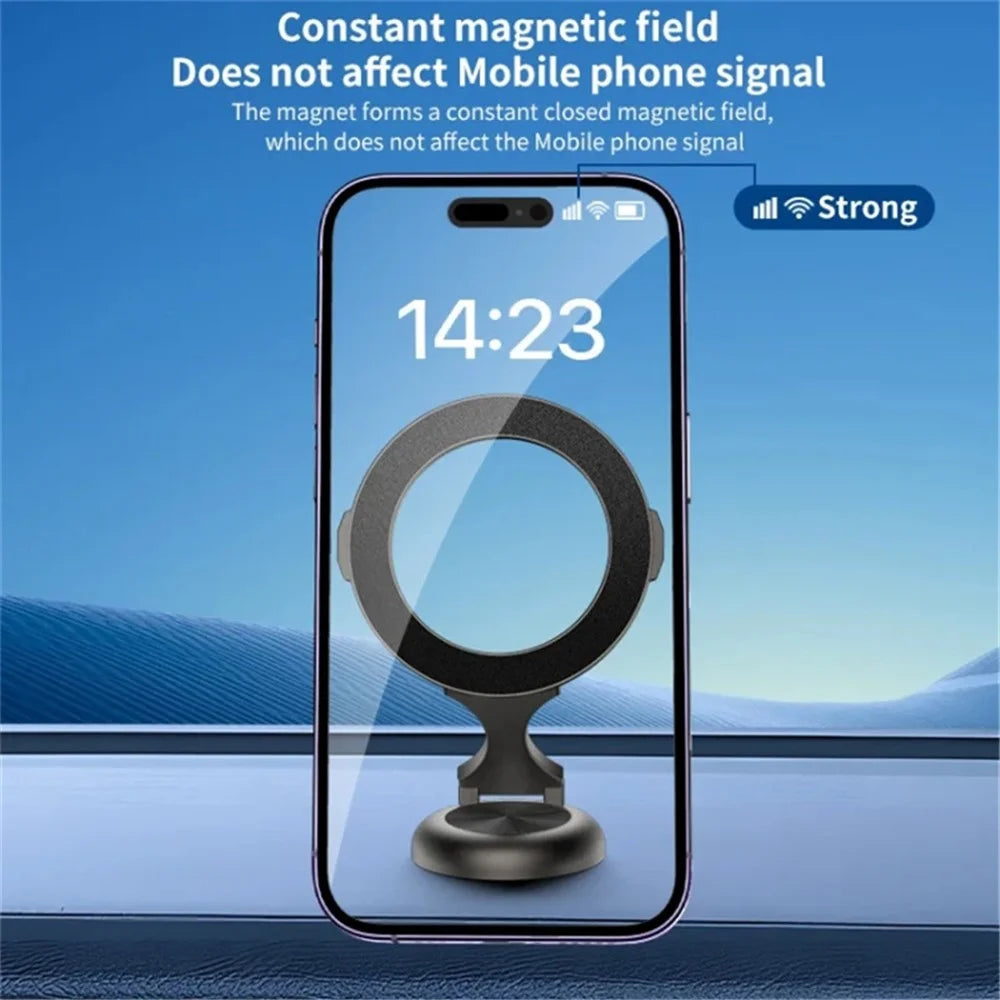 Magnetic Car Phone Holder 720 Degree Rotation Car Mount Alloy Foldable Phone Stand - Black - 5