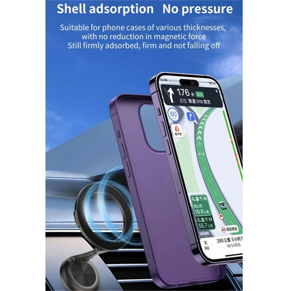 Magnetic Car Phone Holder 720 Degree Rotation Car Mount Alloy Foldable Phone Stand - Black - 6
