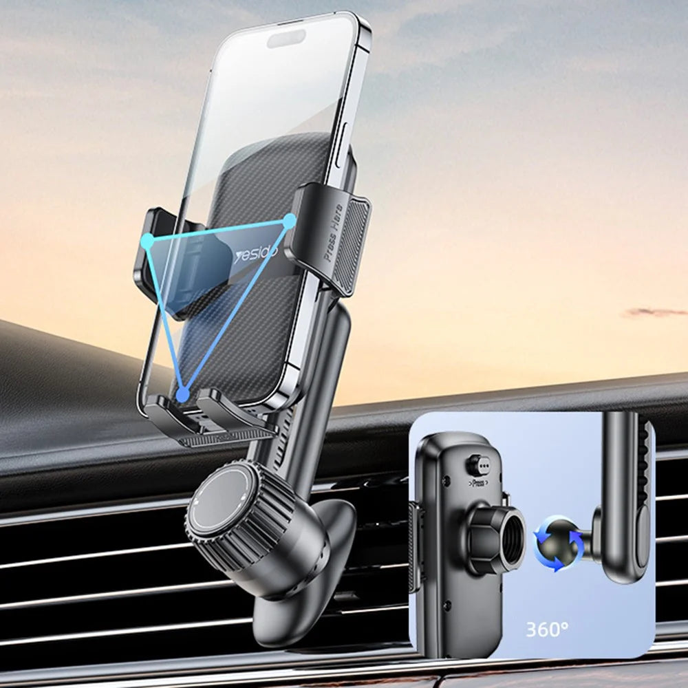 YESIDO C242 Air Vent Phone Holder for iPhone 16 / 16 Plus / 16 Pro / 16 Pro Max Adjustable Car Phone Mount with Hook Clip - 5