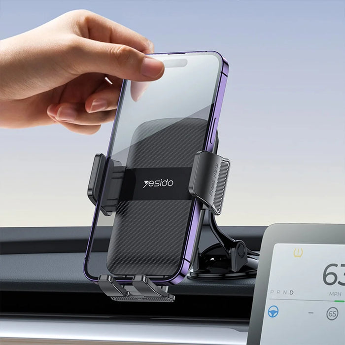 YESIDO C175 Mini Suction Cup Dashboard Phone Mount Rotating Cell Phone Holder for iPhone 16 / 16 Plus / 16 Pro / 16 Pro Max - 4