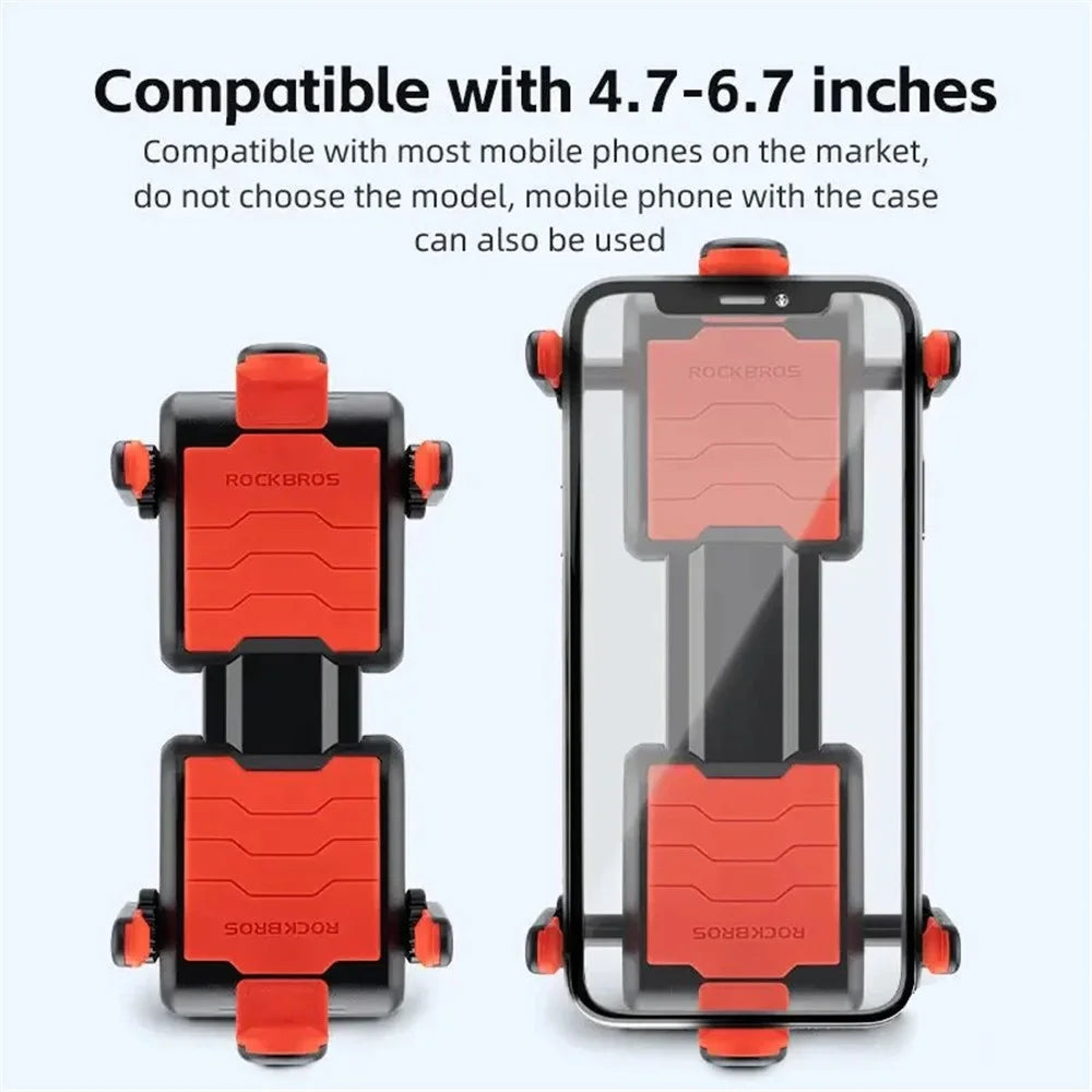 ROCKBROS Bicycle Six-Claw Cell Phone Bracket Quick Release Phone Holder for E-Bike Motorcycle - Black - 4