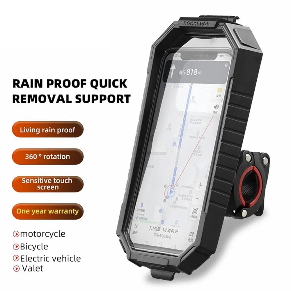 ROCKBROS Rainproof Handlebar E-Bike Mobile Phone Bracket PET Touch Screen Bike Phone Holder - 2