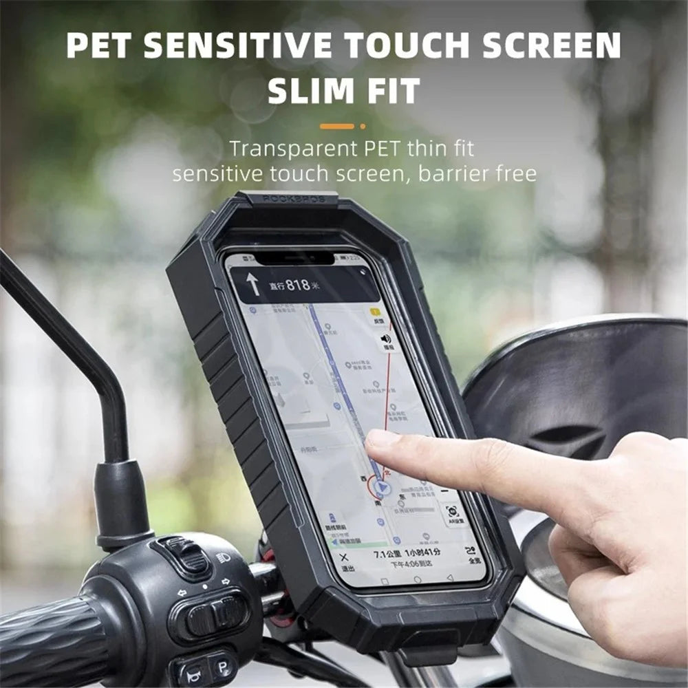 ROCKBROS Rainproof Handlebar E-Bike Mobile Phone Bracket PET Touch Screen Bike Phone Holder - 4