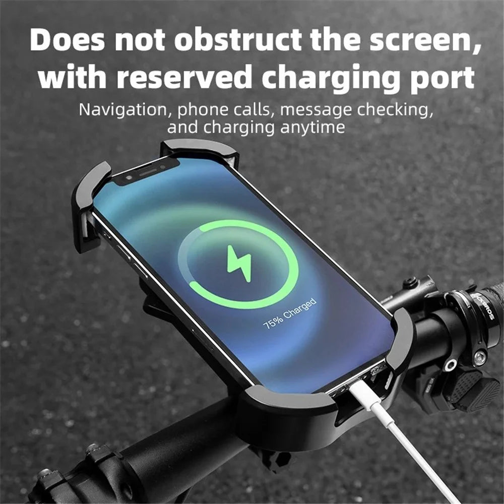 ROCKBROS HW-128 Bicycle E-Bike Phone Mount Bracket Shockproof Motorcycle Cell Phone Holder - Black / Handlebar - 4