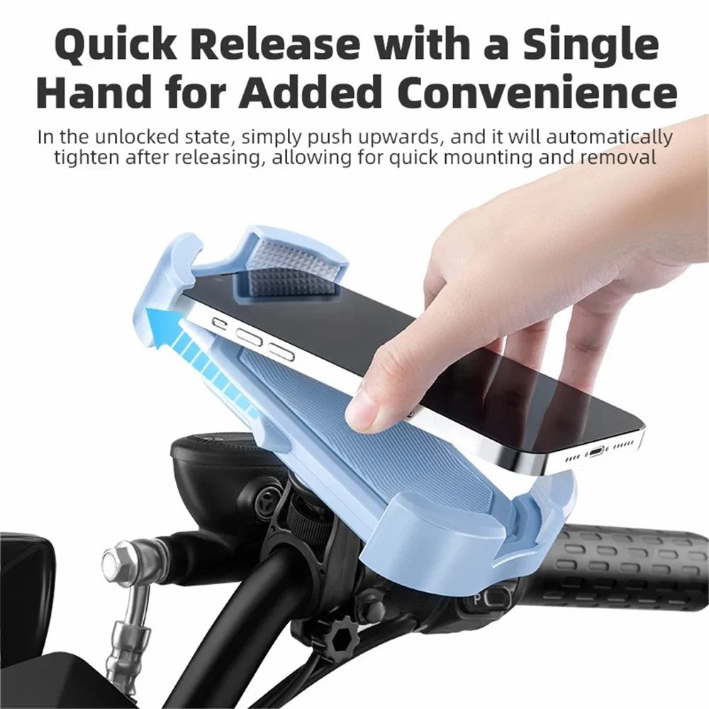ROCKBROS HW-128 Bicycle E-Bike Phone Mount Bracket Shockproof Motorcycle Cell Phone Holder - Black / Handlebar - 6