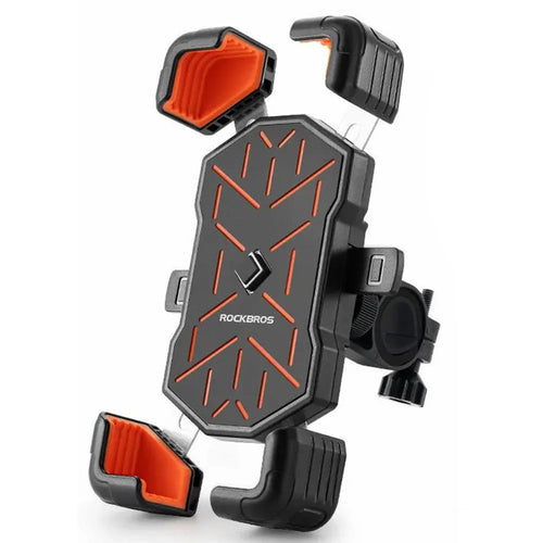 ROCKBROS HW-117 E-Bike Cell Phone Holder Motorcycle Bicycle Quick-Release Phone Bracket for 4.5"-7.2" Devices - Orange / Handlebar - 1