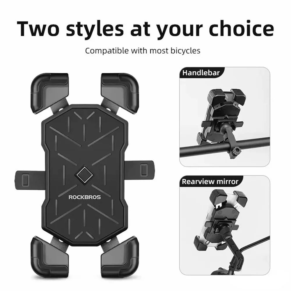 ROCKBROS HW-117 E-Bike Cell Phone Holder Motorcycle Bicycle Quick-Release Phone Bracket for 4.5"-7.2" Devices - Orange / Handlebar - 4
