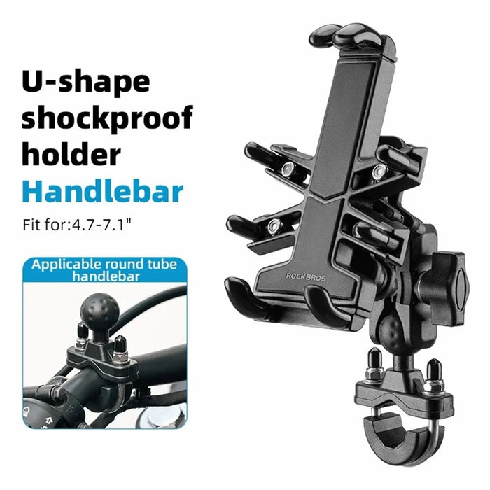 ROCKBROS 25210024 Motorcycle Cell Phone Holder Shockproof E-Bike Phone Mount for Bicycle Navigation - U-shape - 2