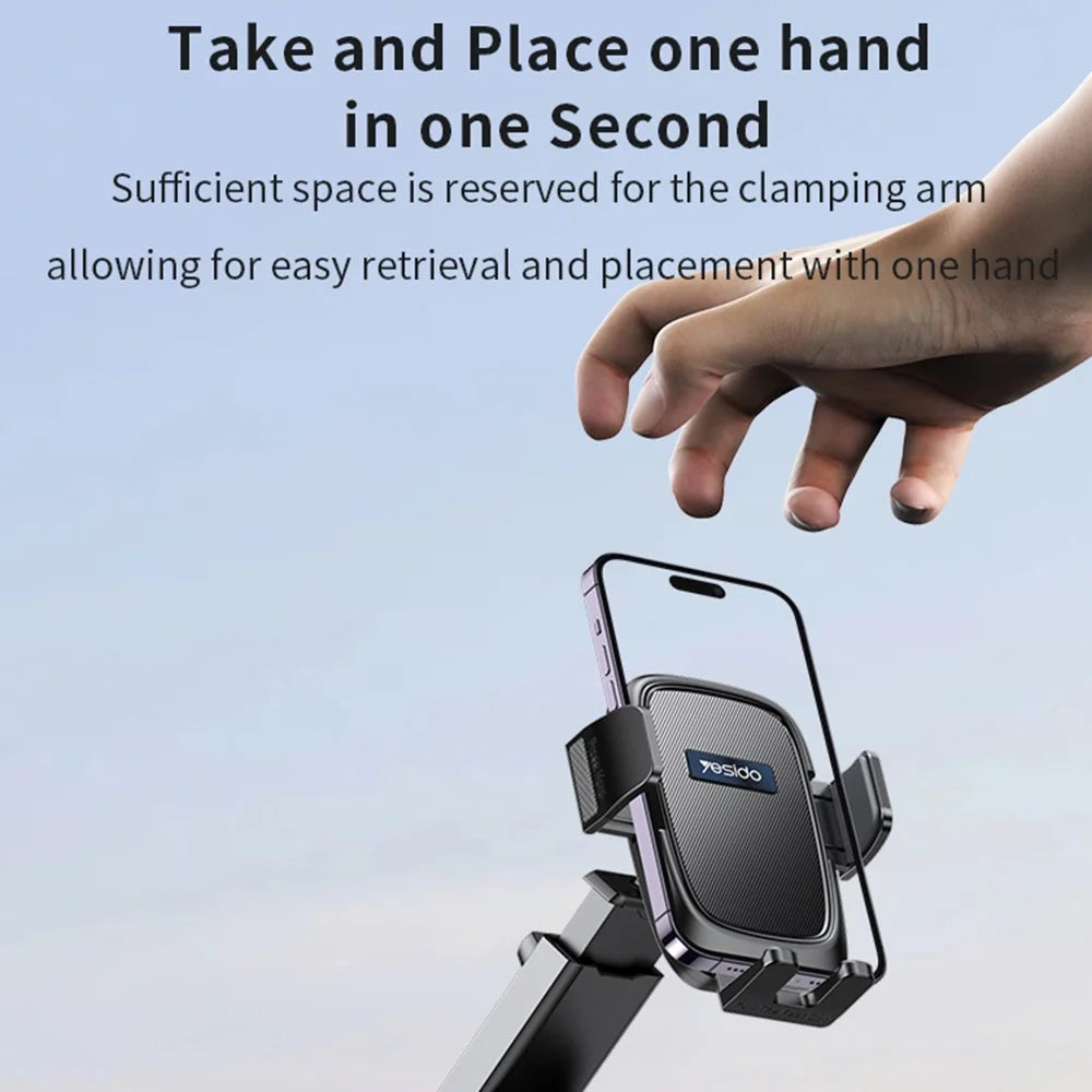YESIDO C262 Suction Cup Phone Car Holder Retractable Long Arm Triangular Bracket - 2
