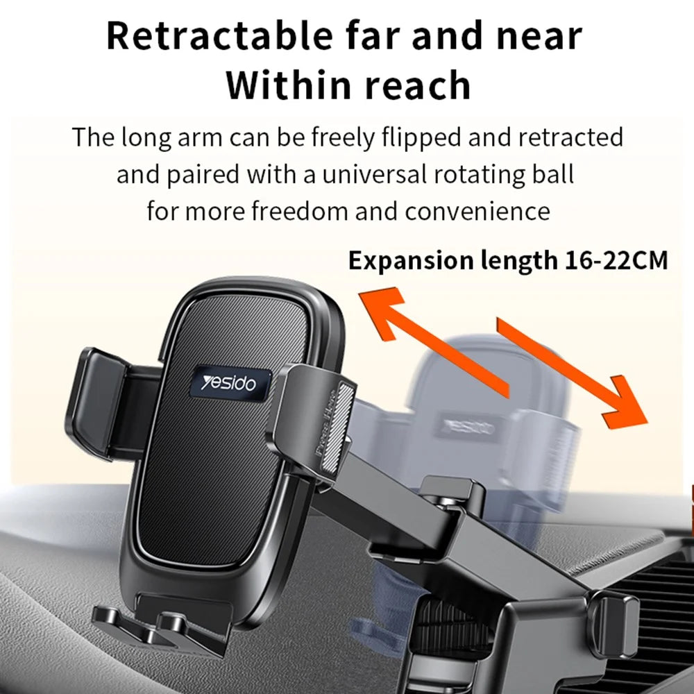 YESIDO C262 Suction Cup Phone Car Holder Retractable Long Arm Triangular Bracket - 3