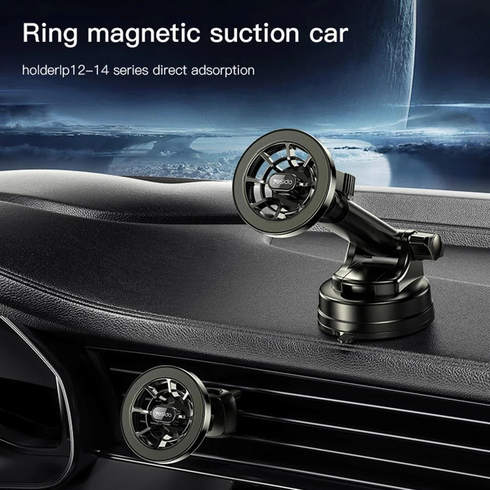 YESIDO C158 Ring Shape Magnetic Car Sucker Mount Mobile Phone Holder with Air Outlet Clip - 2