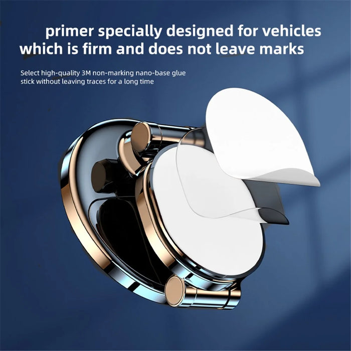 Carbon Fiber Texture Car Adhesive Base Magnetic Absorption Alloy Phone Holder Folding Bracket - Silver - 3