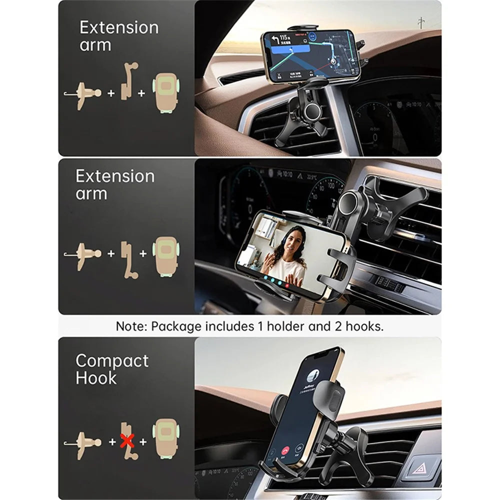 A034 10th Gen Y-shaped Base Car Air Vent Hook Mount Bracket Plastic Mobile Phone Holder  - Green - 2