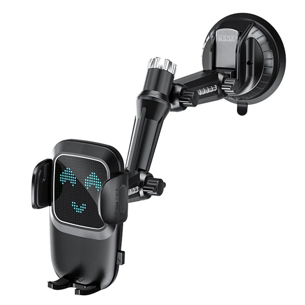 JCXP-01 Car Dashboard / Windshield Phone Mount Large Suction Cup Phone Stand for Off-Road Vehicles, Trucks, Excavators - Black - 1