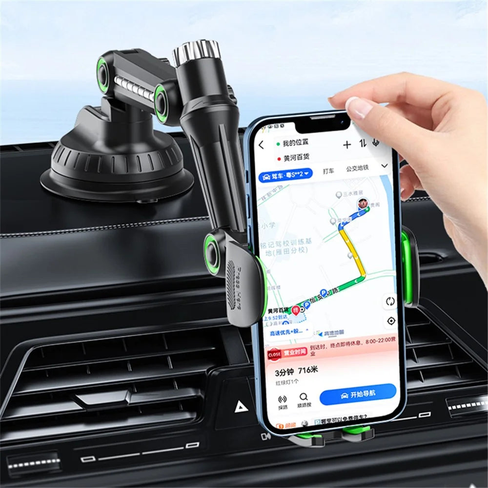 JCXP-01 Car Dashboard / Windshield Phone Mount Large Suction Cup Phone Stand for Off-Road Vehicles, Trucks, Excavators - Black - 7