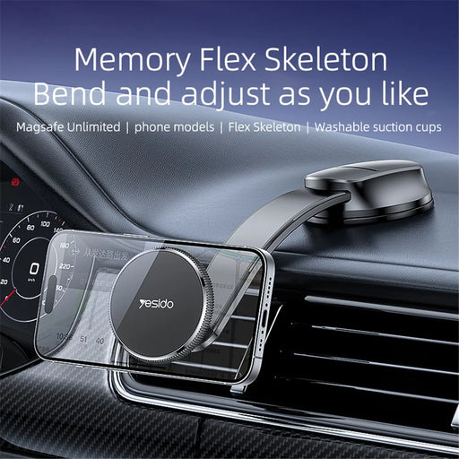 YESIDO C176 Bending Arm Car Suction Cup Mount Magnetic Cell Phone Holder - 2