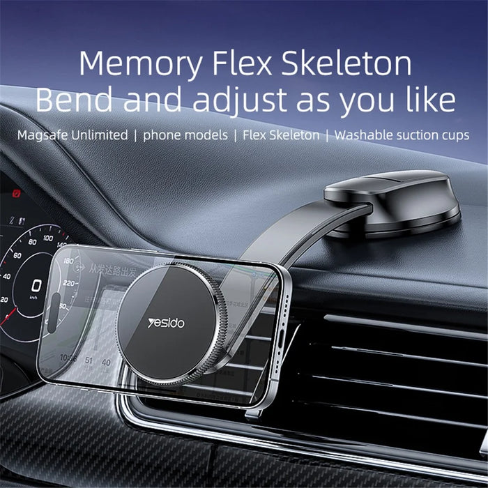 YESIDO C176 Bending Arm Car Suction Cup Mount Magnetic Cell Phone Holder - 2