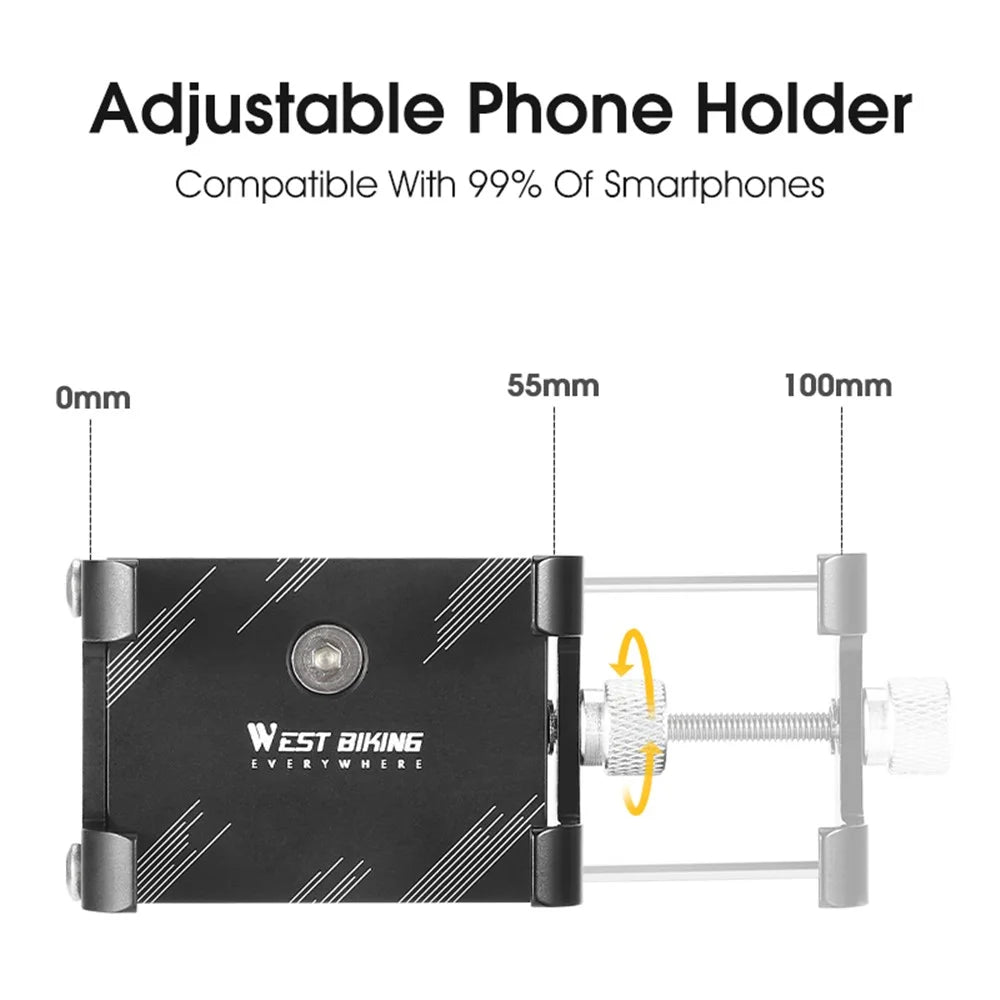 WEST BIKING YP0715068 Bike Handlebar Phone Holder Aluminum Alloy Cycling Phone Bracket - Meteor - 4
