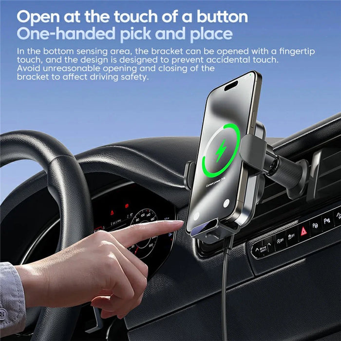 X10s 66W High Power Intelligent Induction Car Air Vent Hook Wireless Charger - Silver - 3