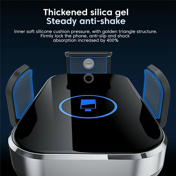 X10s 66W High Power Intelligent Induction Car Air Vent Hook Wireless Charger - Silver - 7