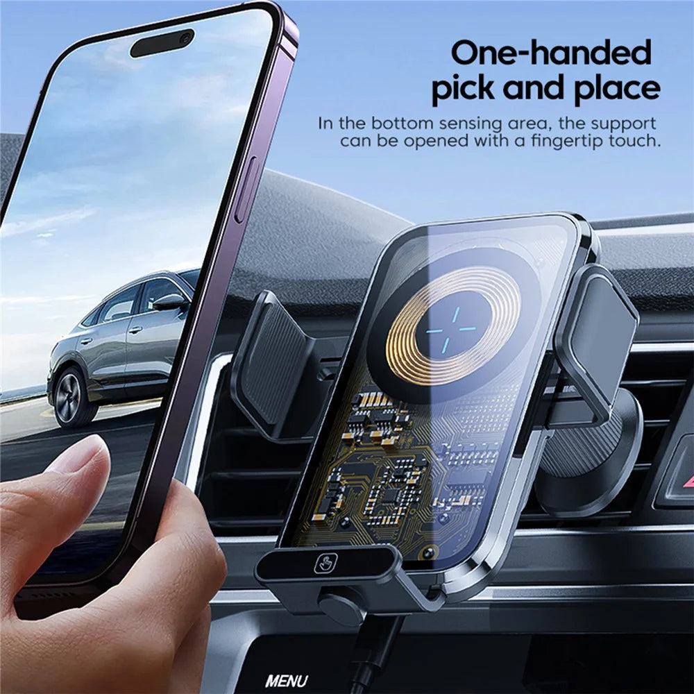 X11s Transparent Car Air Vent Phone Holder Wireless Charger Phone Charging Bracket - Silver - 2