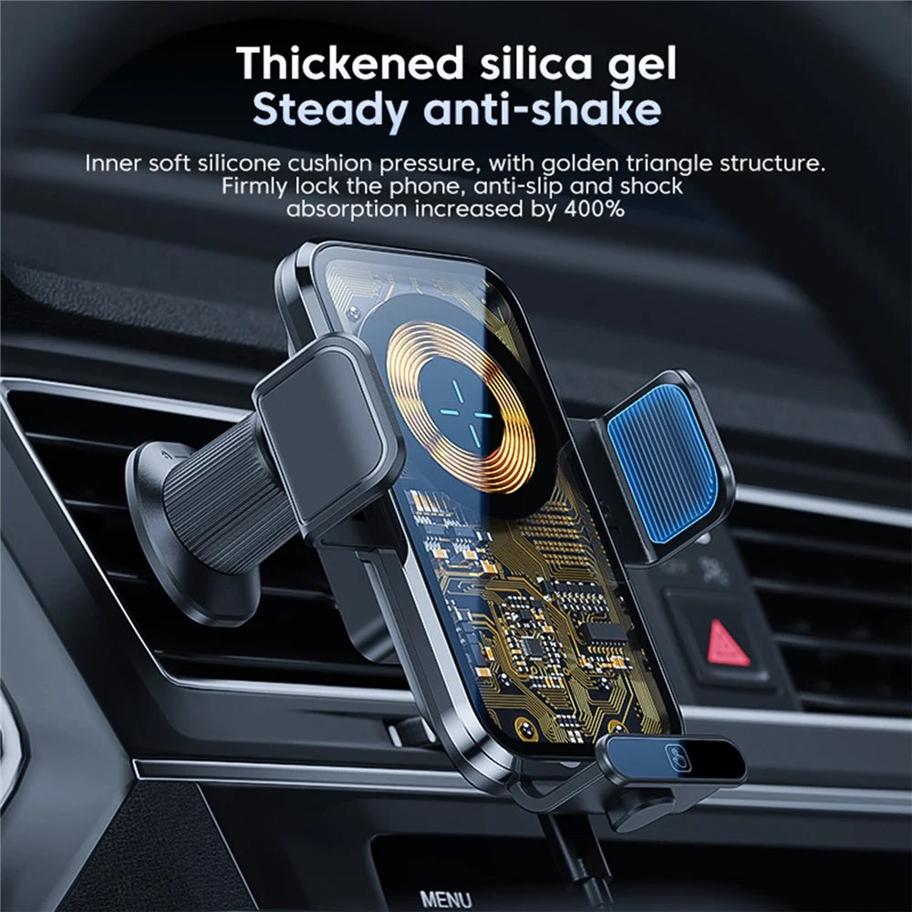 X11s Transparent Car Air Vent Phone Holder Wireless Charger Phone Charging Bracket - Silver - 4
