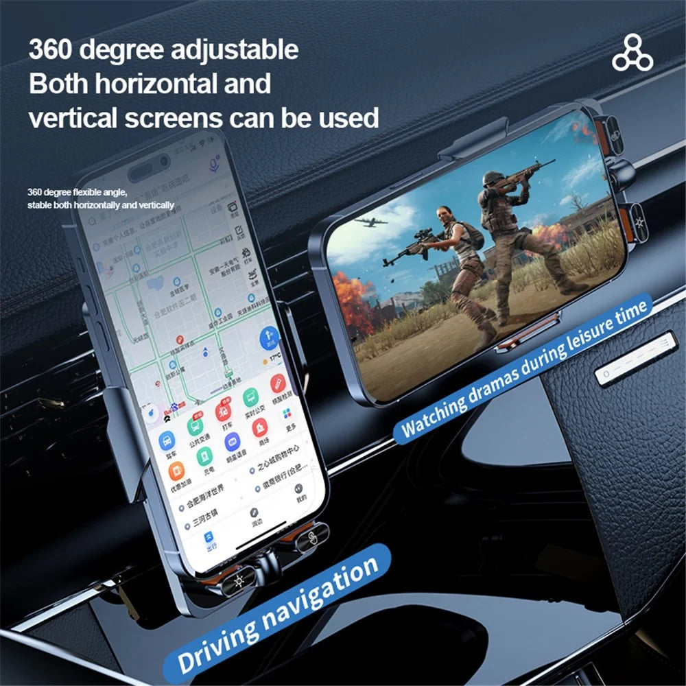 F18 Car Wireless Charger Infrared Sensor Aluminum Alloy+PC Phone Charging Bracket with 2 Magnetic Plugs - Transparent Black - 3