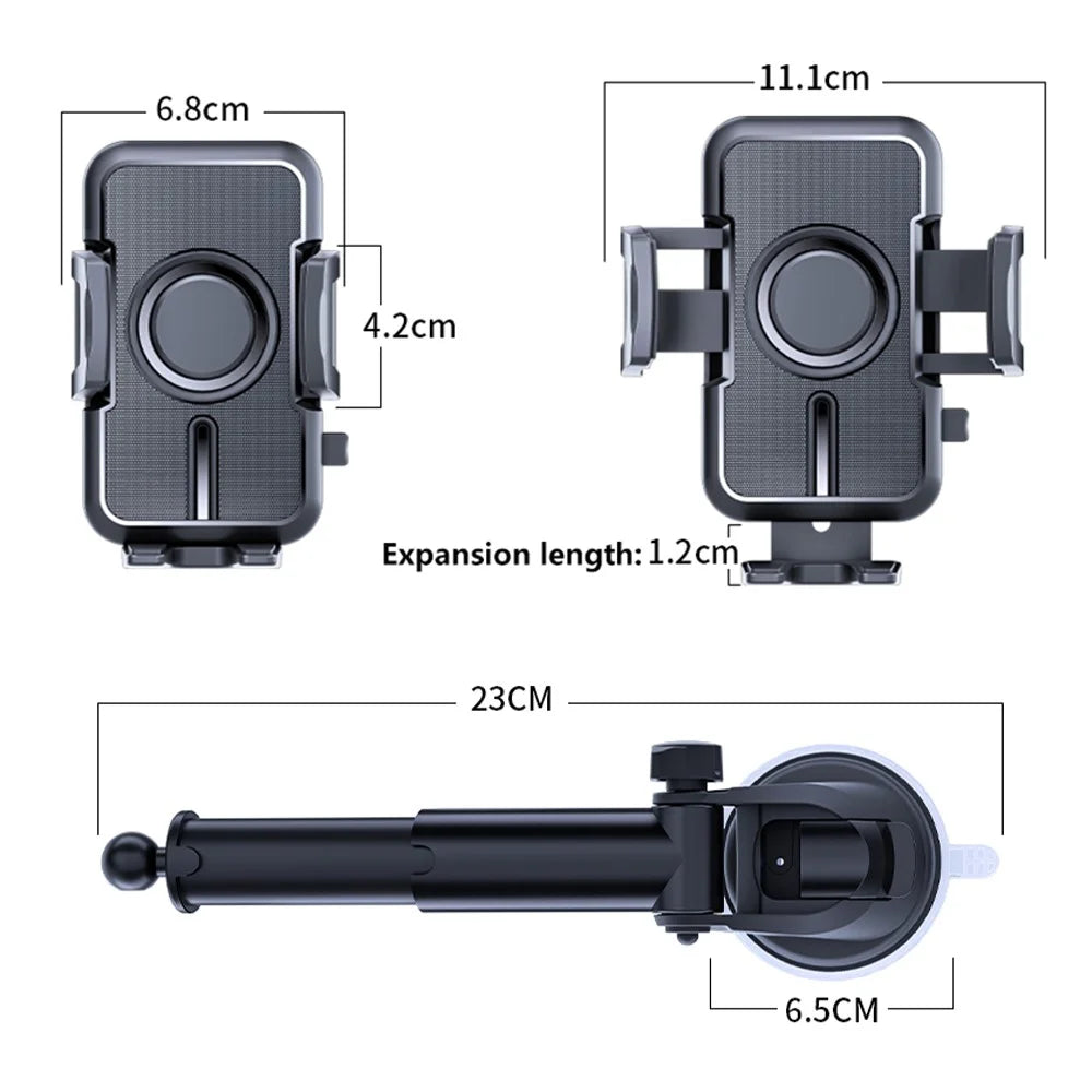 D55+105 Car Dashboard Phone Holder ABS Rotatable Suction Cup Cellphone Bracket - 7