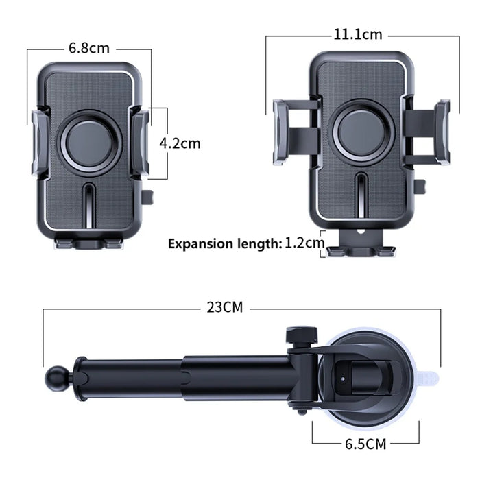 D55+105 Car Dashboard Phone Holder ABS Rotatable Suction Cup Cellphone Bracket - 7
