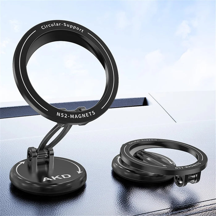 Car Mount Magnetic Phone Holder Rotary Foldable Zinc Alloy Phone Stand - Silver - 3