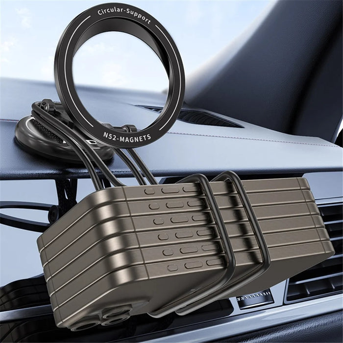 Car Mount Magnetic Phone Holder Rotary Foldable Zinc Alloy Phone Stand - Silver - 4