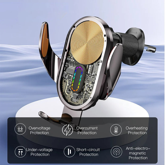 ESSAGER Music Pickup Lighting Car Phone Holder Wireless Charger with Hook+Suction Cup Bottom - 3