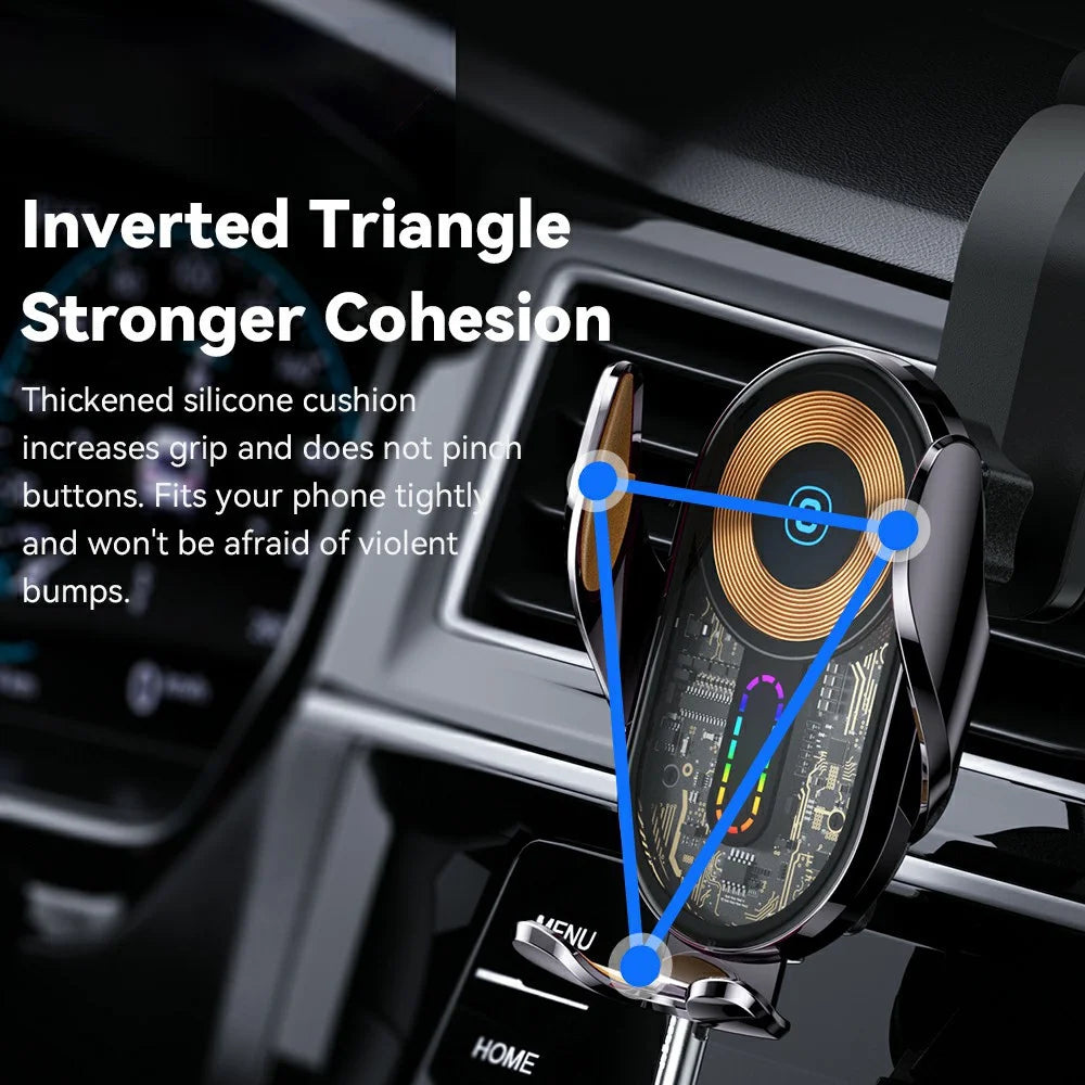 ESSAGER Music Pickup Lighting Car Phone Holder Wireless Charger with Hook+Suction Cup Bottom - 4