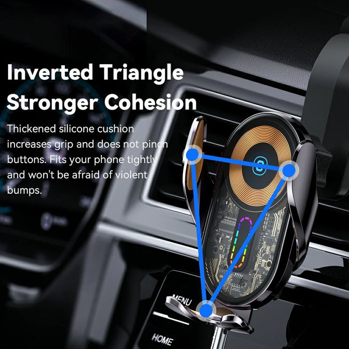ESSAGER Music Pickup Lighting Car Phone Holder Wireless Charger with Hook+Suction Cup Bottom - 4