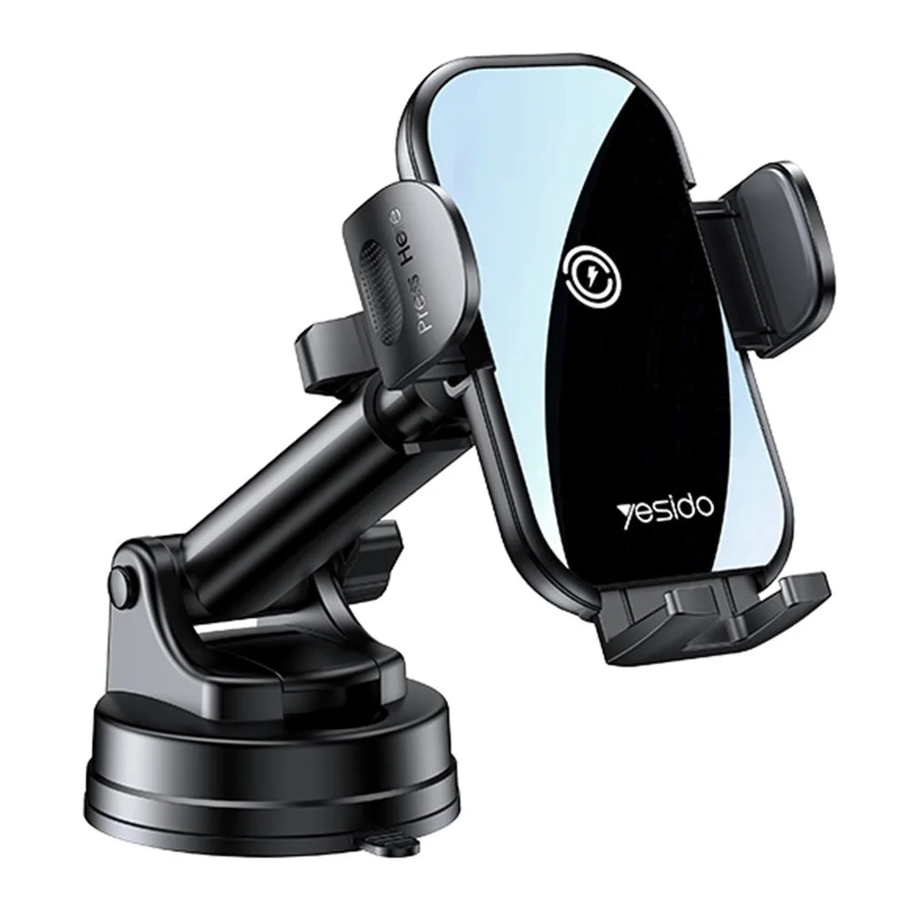 YESIDO C197 Car 15W Wireless Phone Charger Mount Clamp Phone Clip Bracket Holder with Suction Cup - 1