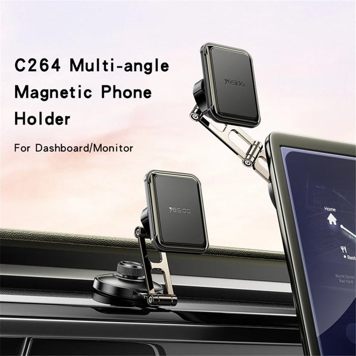 YESIDO C264 Dual Shaft Car Dashboard Monitor Mount Magnetic Phone Holder Adjustable Cellphone Stand - 2