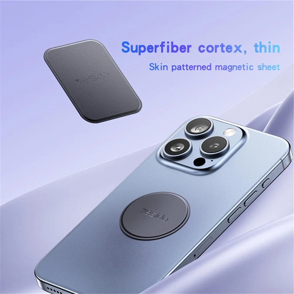 YESIDO C207 2PCS Leather Texture Alloy Sheet Self-Adhesive Phone Back Adapter for Magnetic Wireless Charger - 2