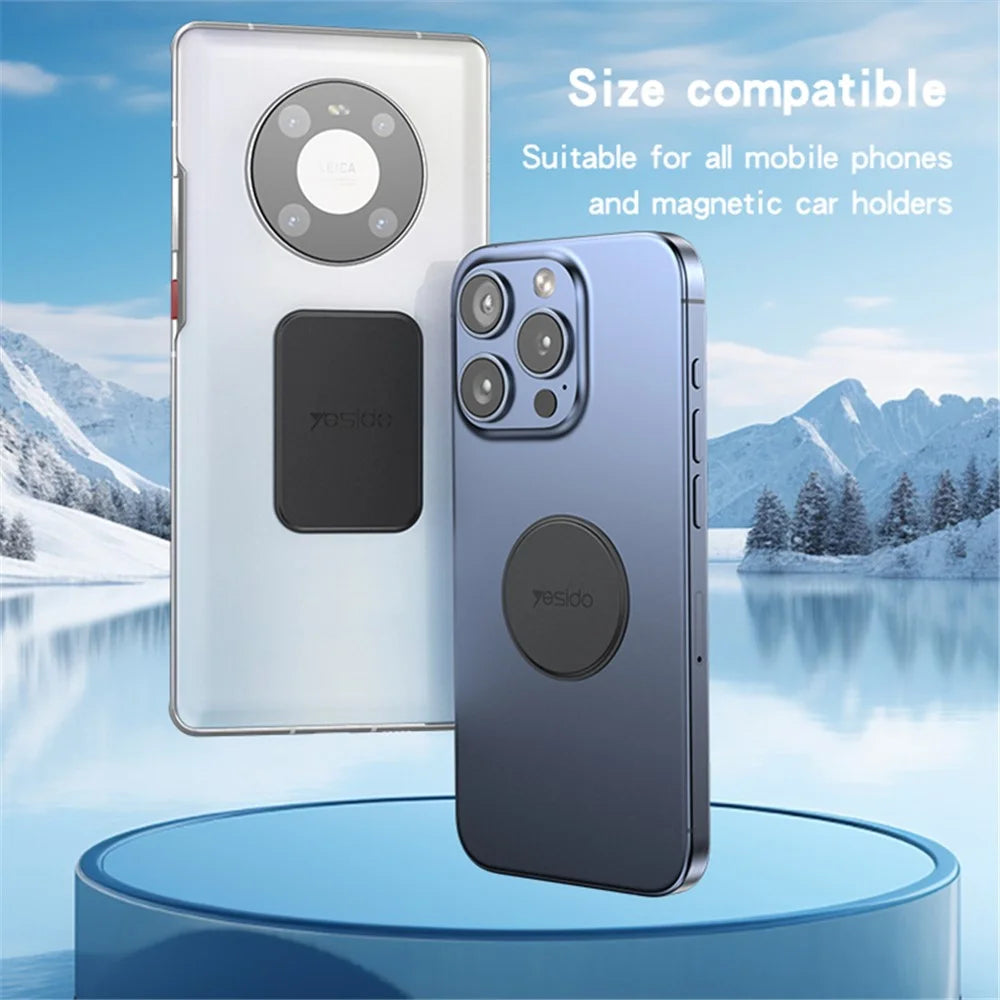 YESIDO C207 2PCS Leather Texture Alloy Sheet Self-Adhesive Phone Back Adapter for Magnetic Wireless Charger - 6