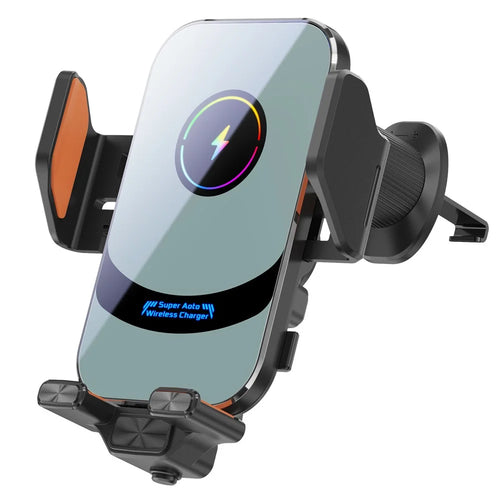 X16 Magnetic Phone Mount Car Smart Sensor Air Vent Phone Holder Automatic Wireless Charger - Silver - 1
