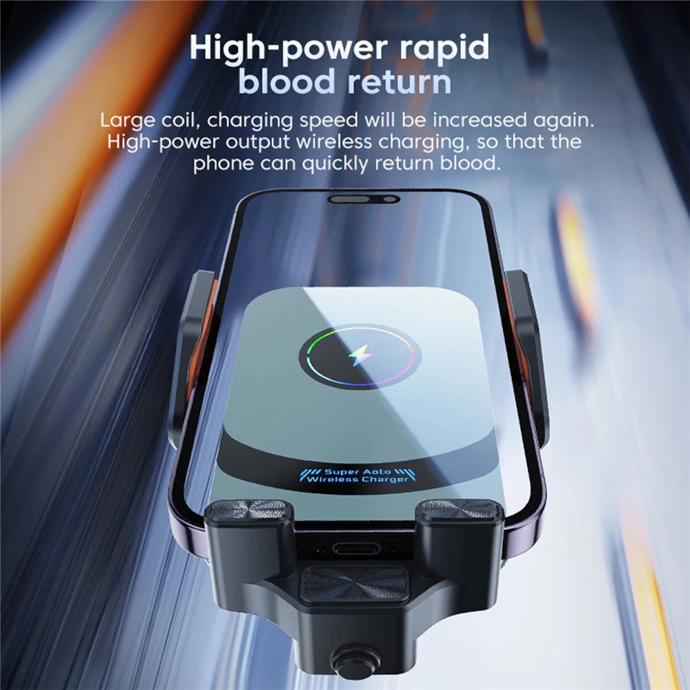 X16 Magnetic Phone Mount Car Smart Sensor Air Vent Phone Holder Automatic Wireless Charger - Silver - 2