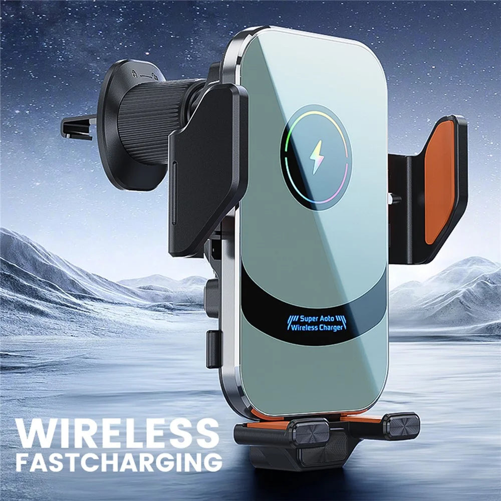 X16 Magnetic Phone Mount Car Smart Sensor Air Vent Phone Holder Automatic Wireless Charger - Silver - 7