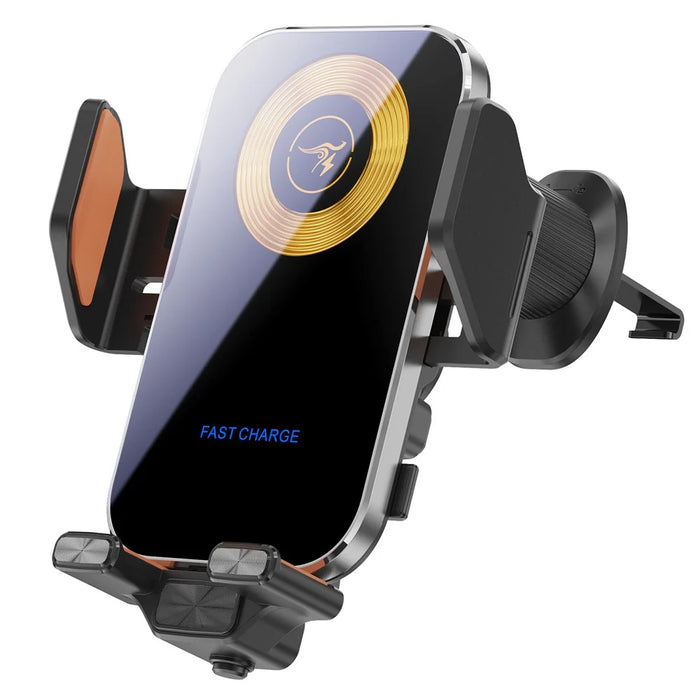 X15 Car Air Vent Cell Phone Mount Holder Wireless Charger Mobile Phone Bracket - Silver - 1