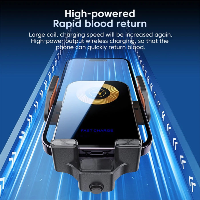 X15 Car Air Vent Cell Phone Mount Holder Wireless Charger Mobile Phone Bracket - Silver - 2