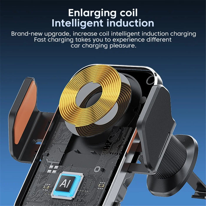 X15 Car Air Vent Cell Phone Mount Holder Wireless Charger Mobile Phone Bracket - Silver - 4