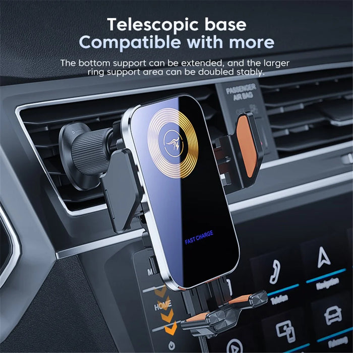X15 Car Air Vent Cell Phone Mount Holder Wireless Charger Mobile Phone Bracket - Silver - 6