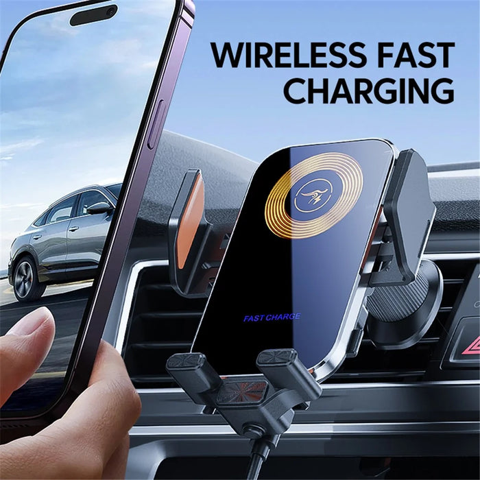 X15 Car Air Vent Cell Phone Mount Holder Wireless Charger Mobile Phone Bracket - Silver - 7