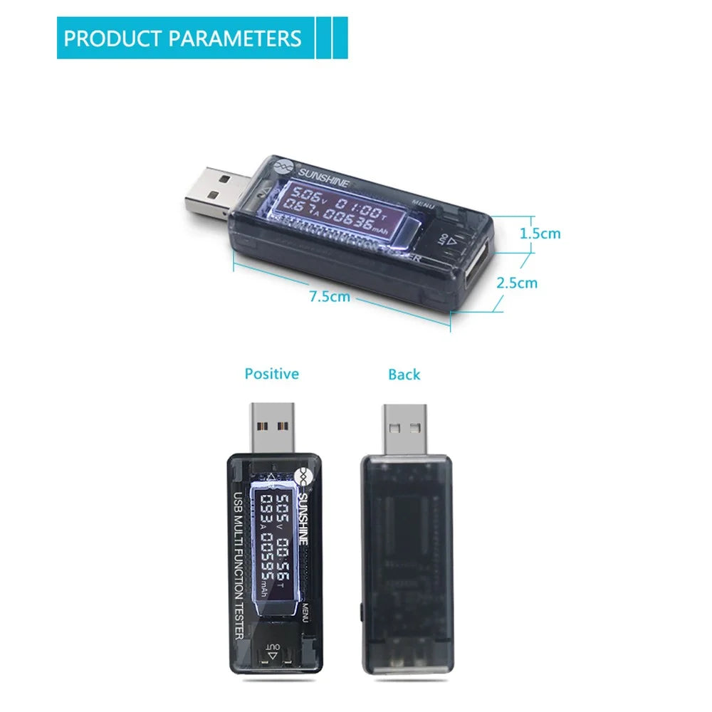 SUNSHINE SS-302A USB Intelligent Digital Display Detector (QC4.0) - 7