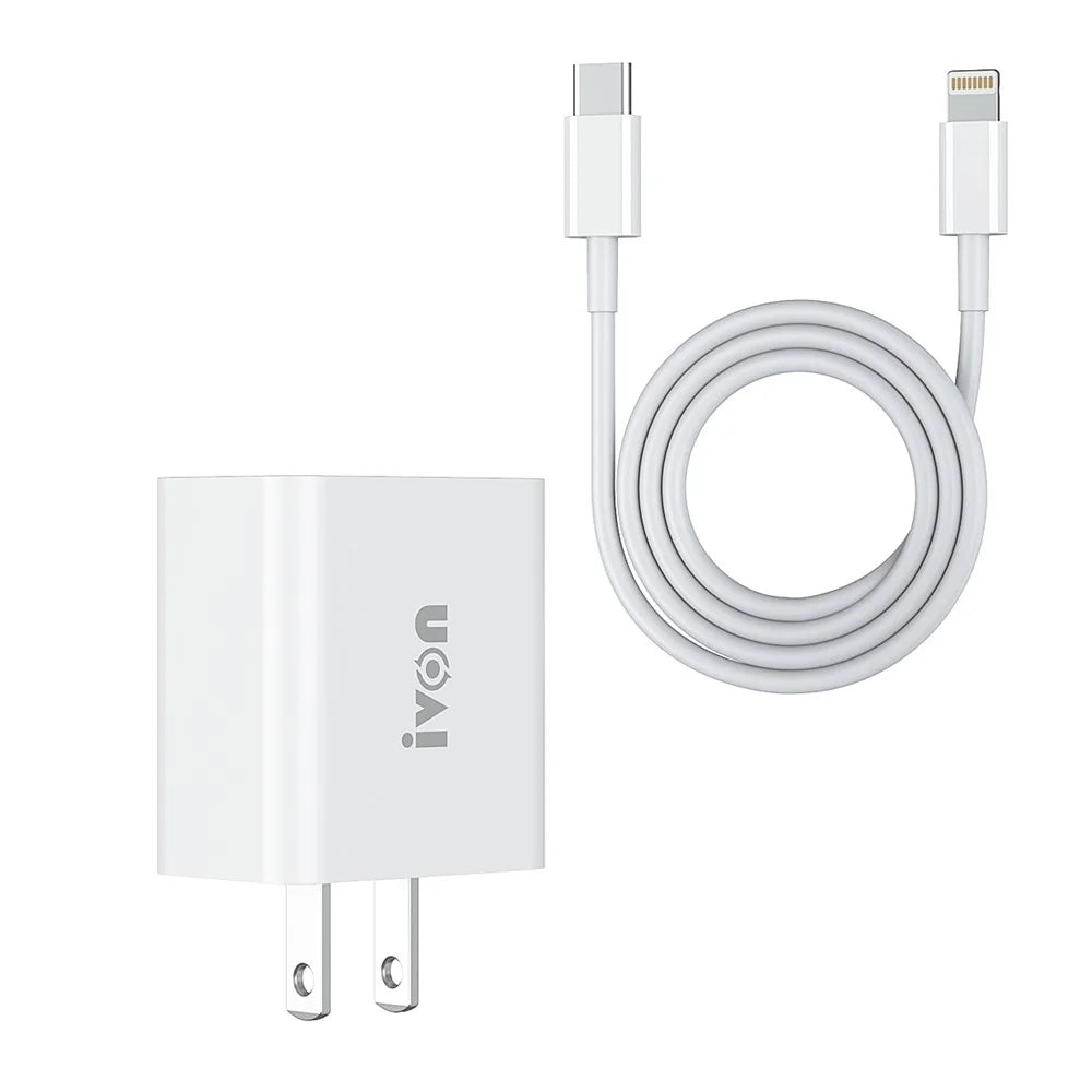 ivon AD48 PD 18W Fast Charging Power Adapter Charger Block for iPhone 12 Pro Max XS XR Samsung Galaxy S10 S9 S8 US Plug - 1