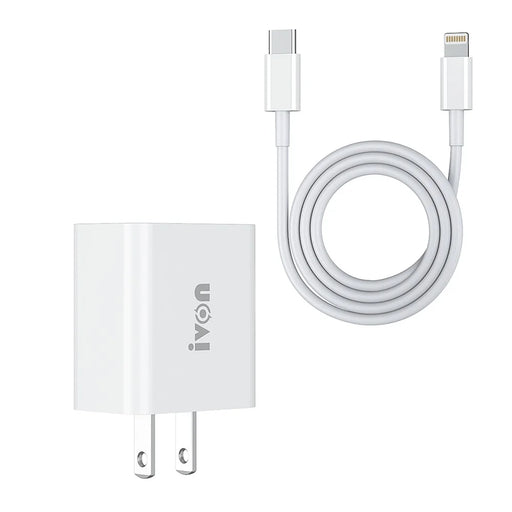 ivon AD48 PD 18W Fast Charging Power Adapter Charger Block for iPhone 12 Pro Max XS XR Samsung Galaxy S10 S9 S8 US Plug - 1