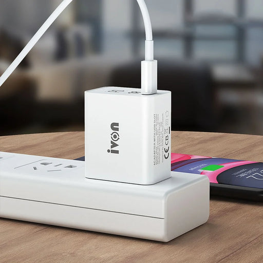 ivon AD48 PD 18W Fast Charging Power Adapter Charger Block for iPhone 12 Pro Max XS XR Samsung Galaxy S10 S9 S8 US Plug - 2